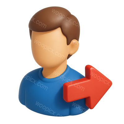 3D Male Figure Icon with Arrow in Isometric View