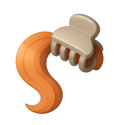 Stylish 3D Hair Clip Icon with Volumetric Design