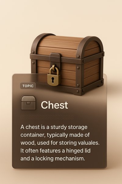 3D Light Design Featuring a Chest with Informative Overlay
