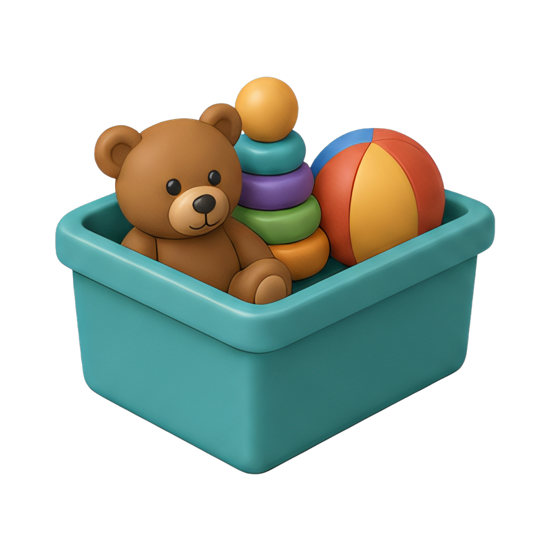 Colorful play therapy toy box