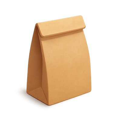 Stylish 3D Paper Bag Icon with Volumetric Design