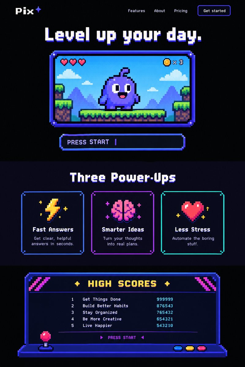 Retro game-inspired landing page