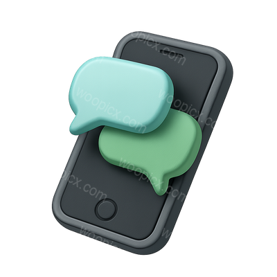 3D Smartphone with Message Bubbles Icon Design