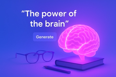 Vibrant Glowing Brain Composition with Neon Elements
