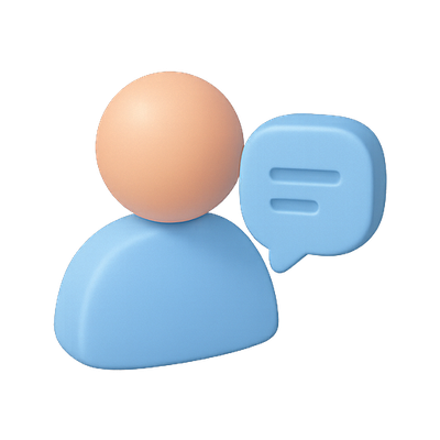 3D Icon of User Profile with Speech Bubble