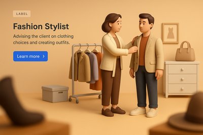 Stylish 3D Illustration of a Fashion Stylist in Action