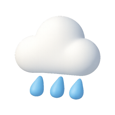 3D Cloud Icon with Raindrops for Weather Representation