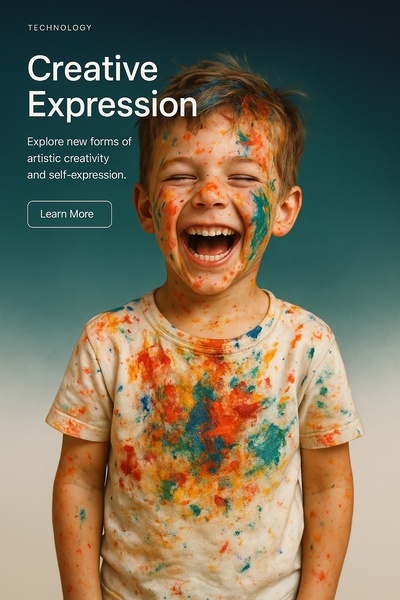 Vibrant Joy: A Boy's Colorful Expression in Art