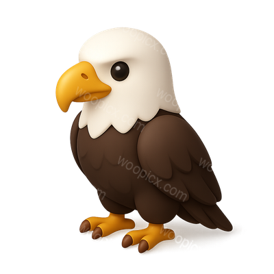 Stylized 3D Bald Eagle Icon with Isometric View