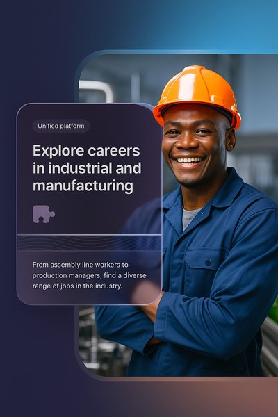 Happy Factory Worker Promoting Careers in Manufacturing