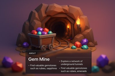 3D Gem Mine Illustration with Informative Blocks