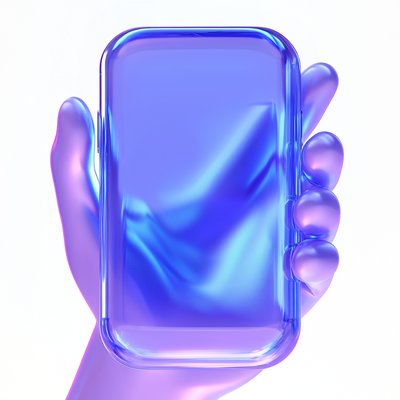 Stylized 3D Render of a Hand Holding a Smartphone