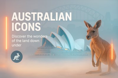 Promotional Graphic Featuring Australian Icons and Wildlife