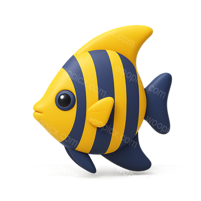 Colorful 3D Angelfish Icon with Stripes