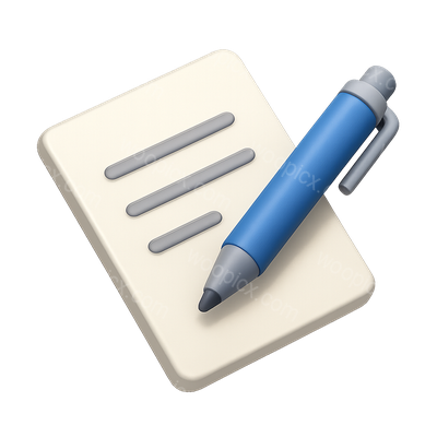 Stylish 3D Document and Pen Icon in Isometric View