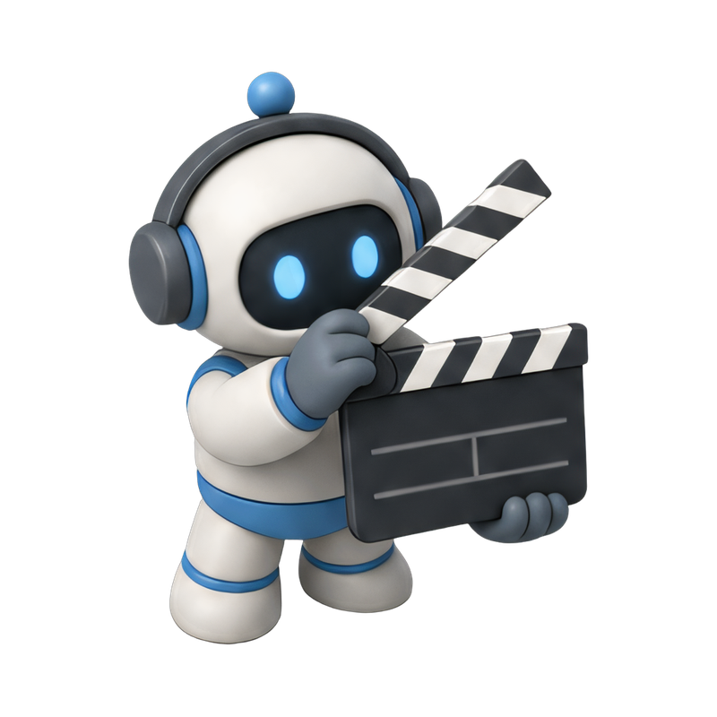 robot filming with a clapper