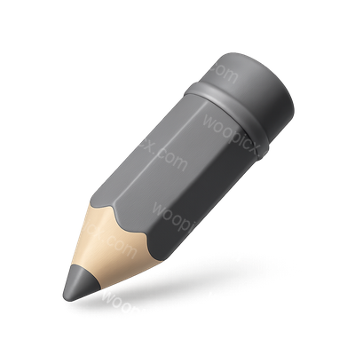 Stylish 3D Pencil Icon on Transparent Background