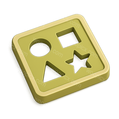 3D Stencil Icon with Geometric Shapes in Isometric View