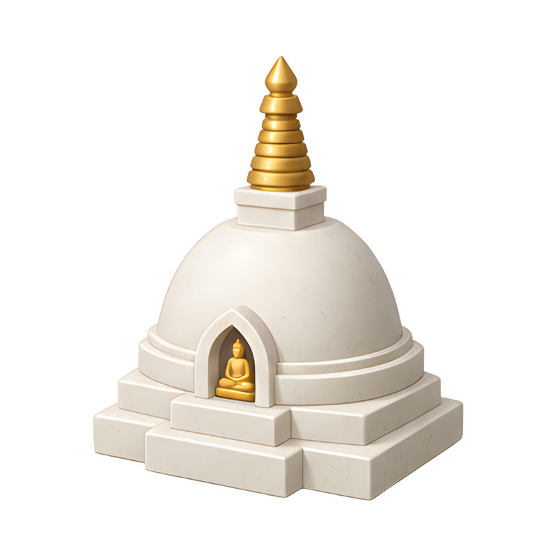 Serene white dome stupa