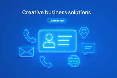 Illuminated Business Solutions Design with Contact Icons