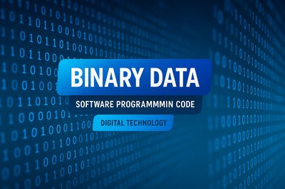 Digital Technology Theme with Binary Code Background