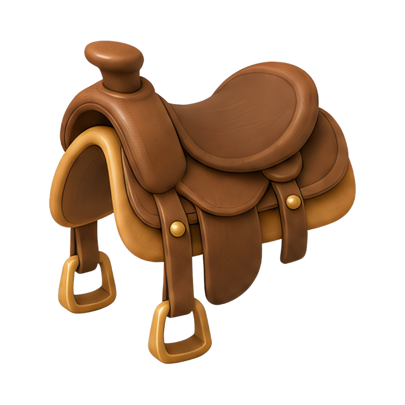 classic leather saddle with stirrups