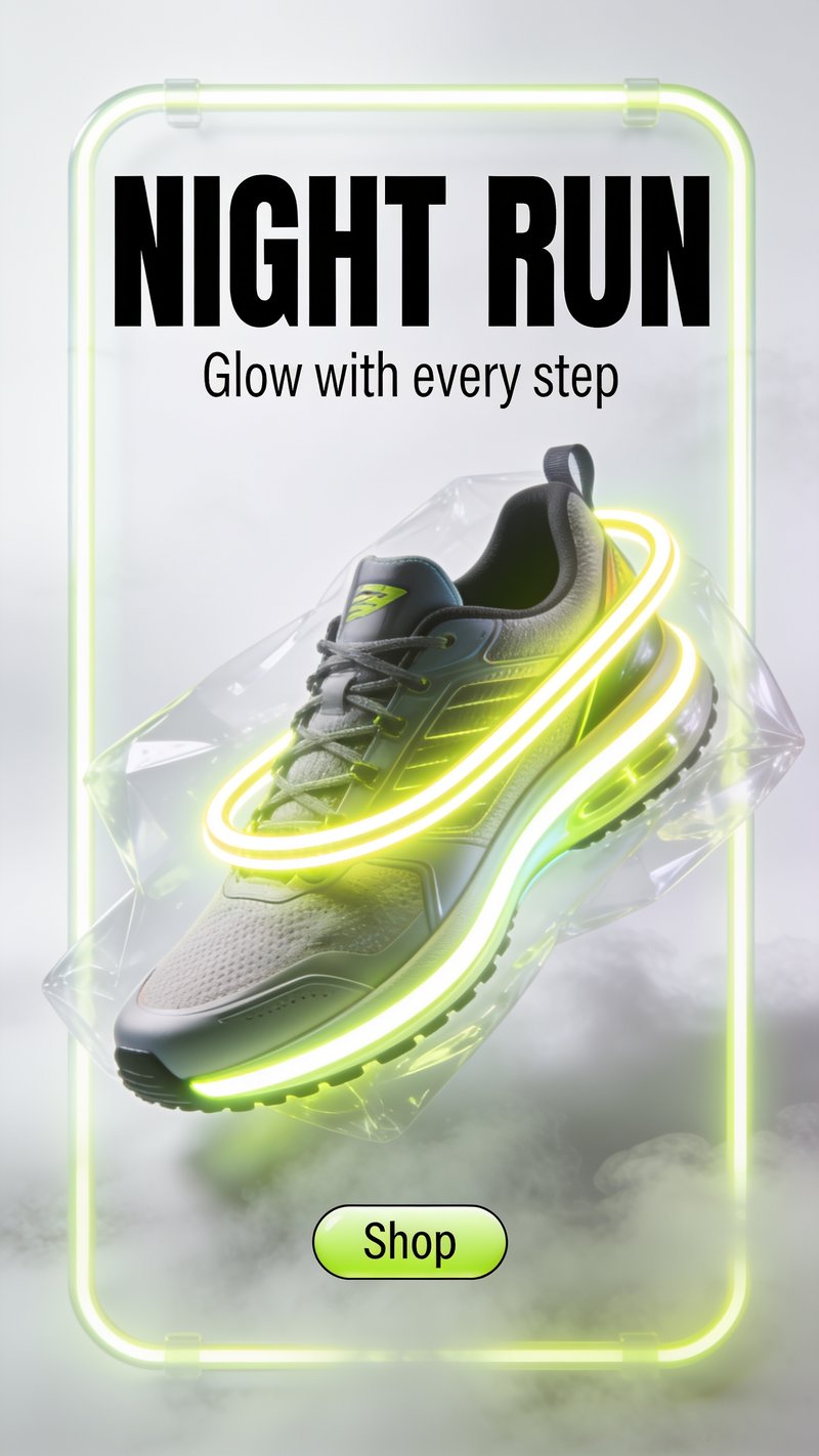 vibrant neon sneaker display