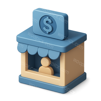 3D Money Changer Booth Icon with Isometric View