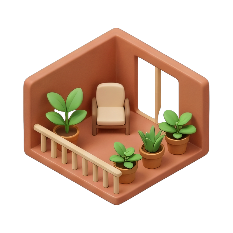 cozy balcony plant arrangement