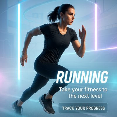Dynamic Fitness Promotion Featuring a Runner in Motion