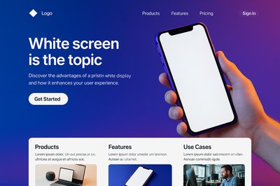 Dynamic Landing Page Design with White Screen Focus