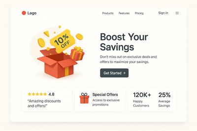 Landing Page Design with Discounts and Offers