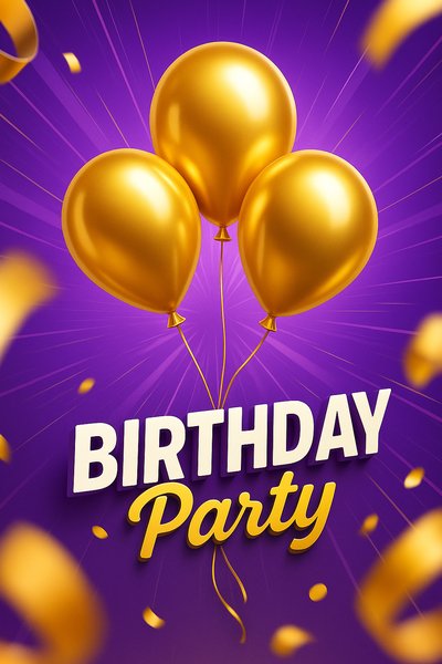 Dynamic Gold Balloons for Birthday Celebration