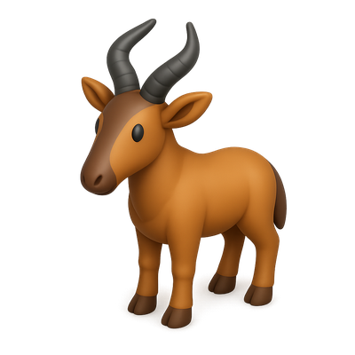 Stylized 3D Hartebeest Icon with Isometric View