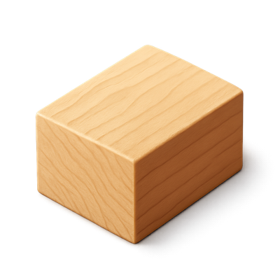 3D Isometric Balsa Wood Icon with Volumetric Feel