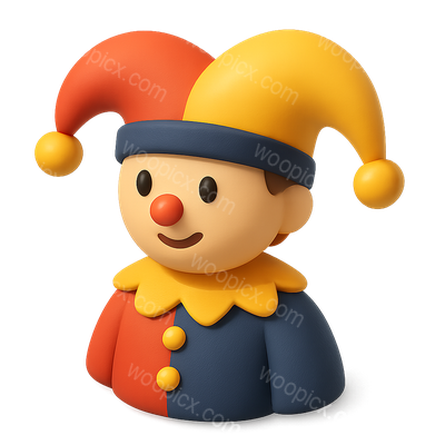 Colorful 3D Jester Icon in Isometric View