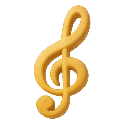Stylized Yellow Treble Clef Symbol Illustration