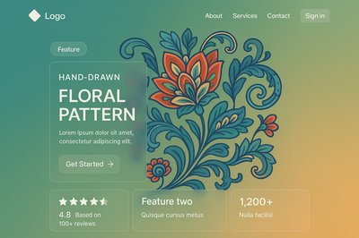 Modern Landing Page Design with Floral Pattern