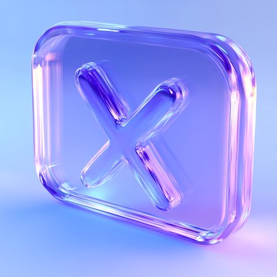 Stylized Glossy X Icon with Gradient Effects