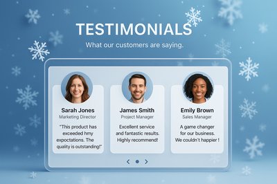 Engaging Testimonials Section with Snowy Background