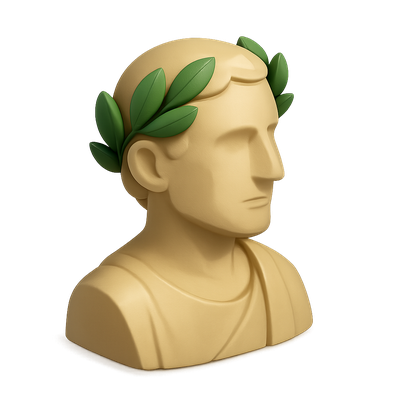 3D Representation of Caesar with Laurel Wreath
