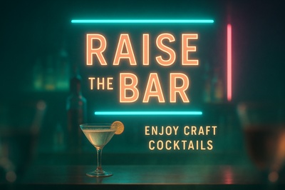 Neon Bar with Craft Cocktails and Vibrant Atmosphere