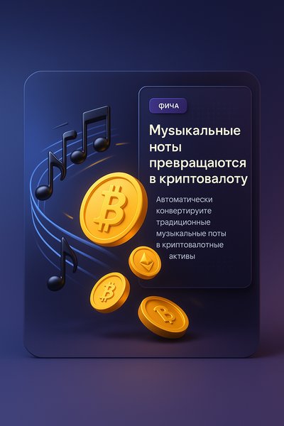 Musical Notes Transforming into Cryptocurrency