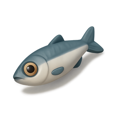 3D Stylized Anchovy Icon with Isometric Design