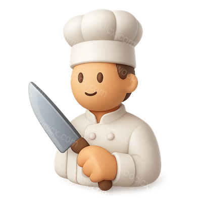 3D Chef Icon with Knife in Isometric View