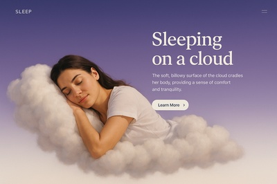 Woman Sleeping Peacefully on a Cloud - Dreamy and Calming Scene