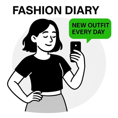 Stylized Fashion Diary Graphic with Daily Outfit Concept
