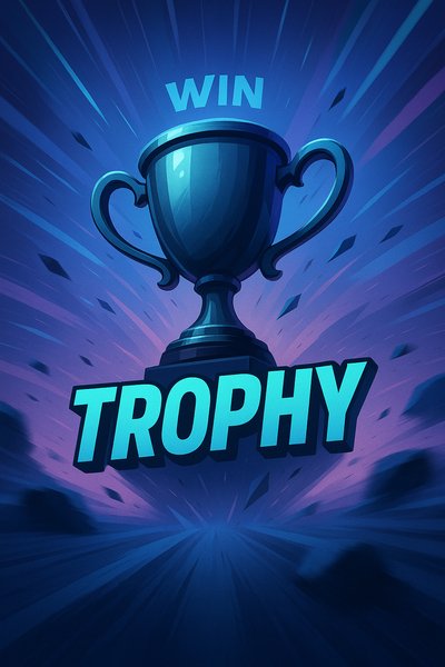 Dynamic Trophy Scene with Bold Typography