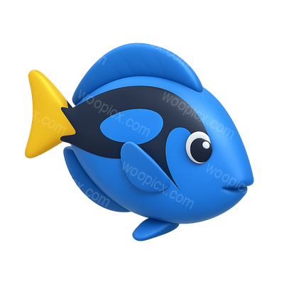 3D Blue Tang Icon with Isometric Design