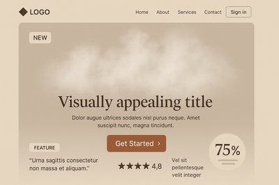 Bohostyle Landing Page Design with Visual Elements